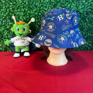 Bundle Houston Astros Bucket Hat Navy Blue MLB Baseball & Orbit Mascot Plush